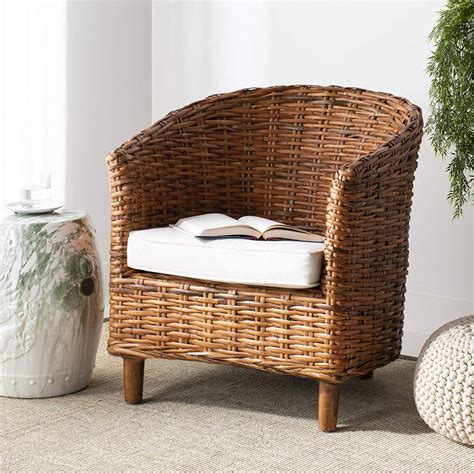 wicker barrel chair for indoors with cushion | Interior Design Ideas