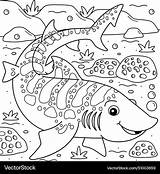 Leopard shark coloring Page For Kids Royalty Free Vector sketch template