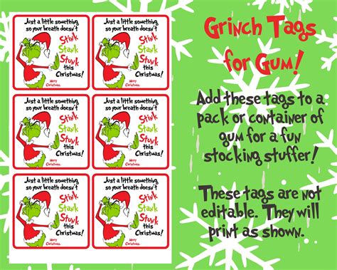 Grinch Gum Tags - Etsy