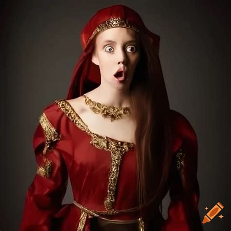 Medieval princess with a shocked expression on Craiyon