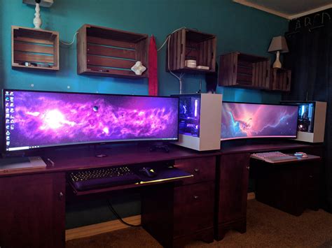 His and Hers setup | Gaming room setup, Room setup, Video game rooms