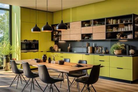 Premium AI Image | Luxury minimal kitchen interior design with dining ...