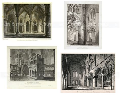 Medieval Gothic Church Interior Engraving Images / Digital - Etsy