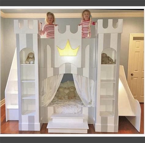 Girls Princess castle bunk bed with slide Disney Princess loft | Etsy ...