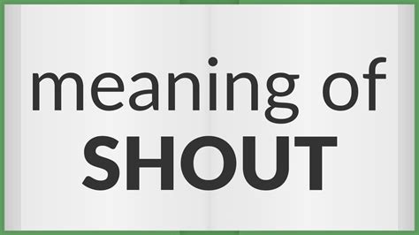 Shout | meaning of Shout - YouTube