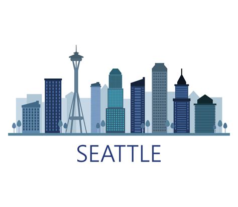 Seattle Skyline Drawing Outline