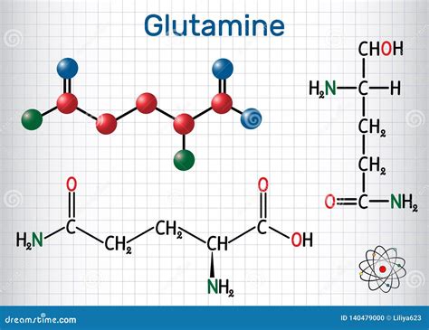 Glutamine Gln , Q Amino Acid Molecule. Structural Chemical Formula And ...