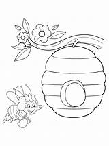 Simple Beehive And Wonderful Bee sketch template