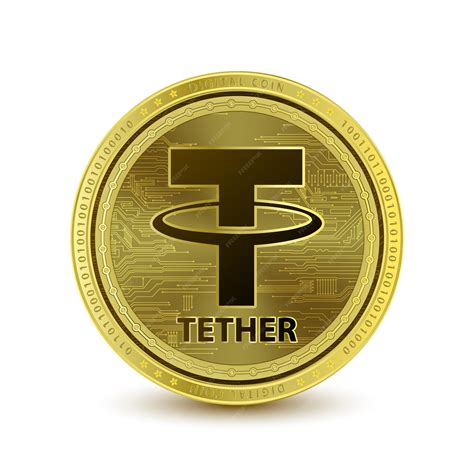 Tether usdt coin token de oro nuevo sobre fondo blanco cryptocurrency ...