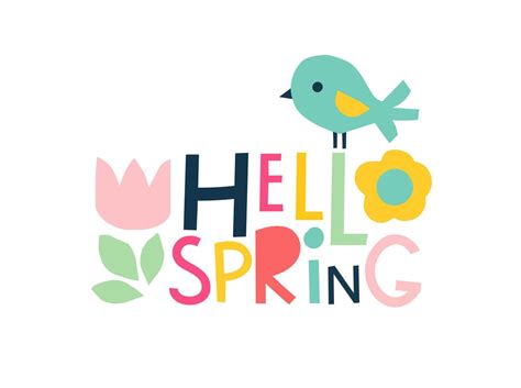 Cute lettering hello spring in a trendy style. Vector welcome text ...