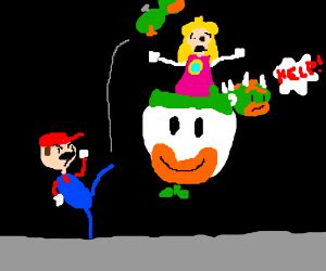 Mario saves Bowser from Peach - Drawception