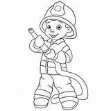 Fireman Cartoon Coloring sketch template