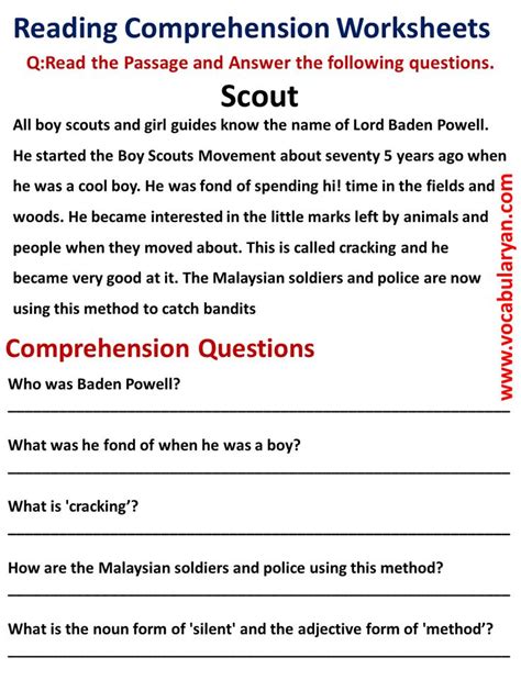 Reading Comprehension Exercises with Answers PDF | Comprehension ...