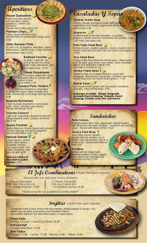 El Jefe Mexican Kitchen & Tequila Bar menu in Stevensville, Maryland