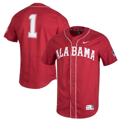 Men's Nike Crimson Alabama Crimson Tide Full-Button Vapor Performance Baseball Jersey | Official ...