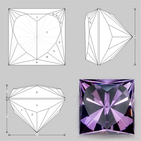 princess heart faceting diagram Diamond Chart, Hexagon Diamond, Diamond ...