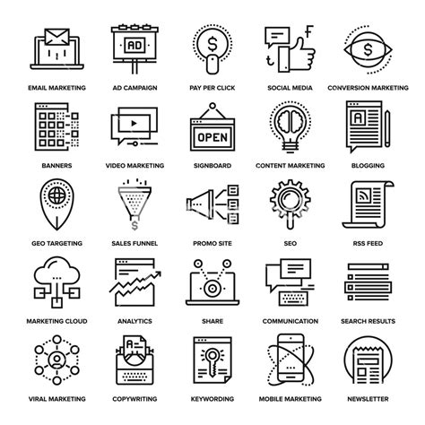 Abstract vector collection of line digital marketing icons. Elements for mobile and web ...