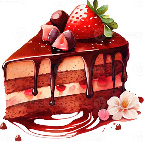 aquarela de bolo de chocolate com morango | Bolos realistas, Bolo de chocolate, Chocolate