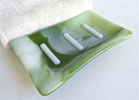 Fused Glass Soap Dish in Streaky Green | Fused glass, Dish soap, Kiln formed glass