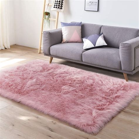 LOCHAS Ultra Soft Fluffy Rugs Faux Fur Sheepskin Area Rug for Bedroom Bedside Living Room Carpet ...