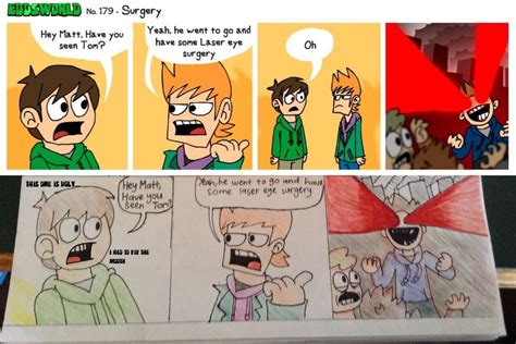 [collage] I redrew this Eddsworld comic that seems to be Edd's last ...