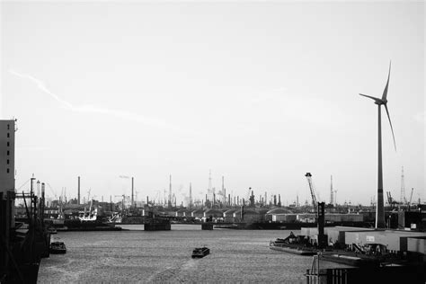 Port of Antwerp - View on the port of Antwerp with its typical industry. Taken from the ...