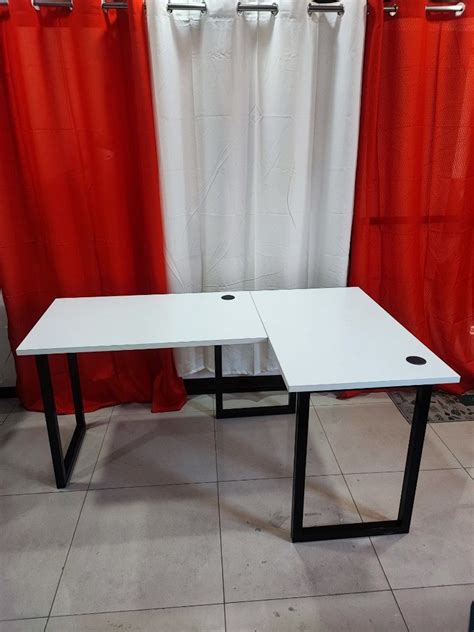 L shape office table, Furniture & Home Living, Office Furniture & Fixtures on Carousell