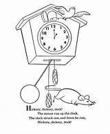 Nursery Hickory Dickory Dock Coloring Rhymes Pages Rhyme Goose Mother  sketch template