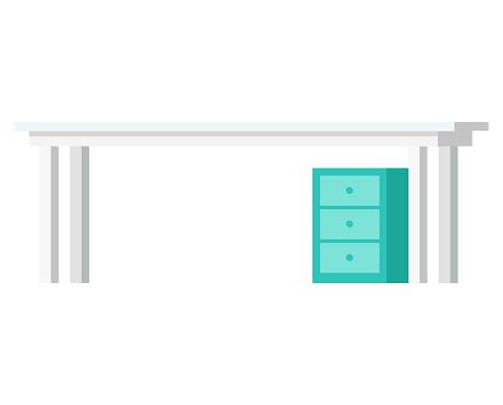 White Desk With Teal Drawers Minimalist Office Furniture Modern Home Interior Design Vector ...