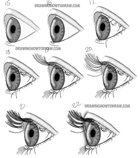 How to Draw Realistic Eyes from the Side Profile View – Step by Step Drawing Tutorial – How to ...