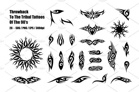 Tribal Tattoos Of The 90's | Illustrations ~ Creative Market