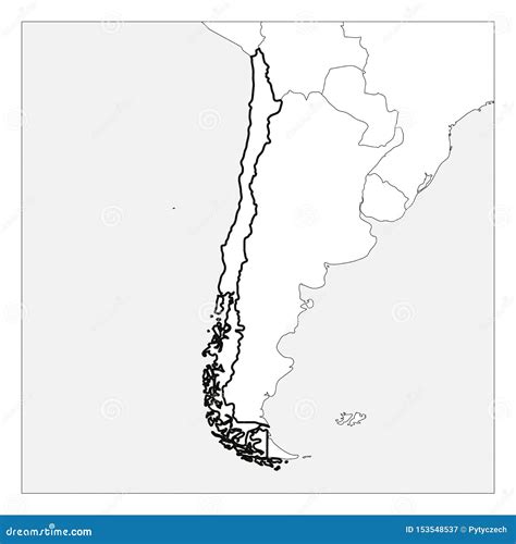 Map of Chile Black Thick Outline Highlighted with Neighbor Countries ...