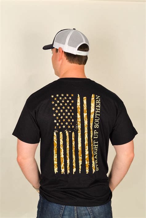 Southern Men's Patriotic T-Shirt - USA Camo Flag - Black – Straight Up ...