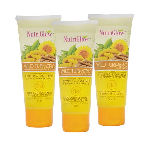 Nutriglow Natural Face Wash for Dry Skin with Turmeric Tan removal and Skin brightning/Women ...