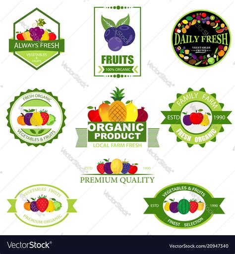 Set of fruit and vegetables logo Royalty Free Vector Image