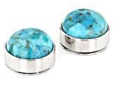 Turquoise Round Rhodium Over Brass Button Cover Set of 2 in Black Gift ...