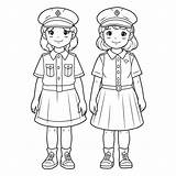 Two Girls In Police Uniforms Coloring Pages Outline Sketch Drawing  sketch template