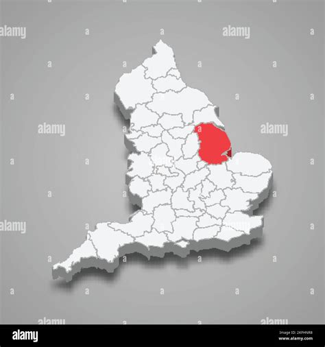 Lincolnshire county location within England 3d isometric map Stock ...