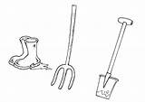 Coloring Page Boots Shovel pitchfork  Free Printables Img 8220 sketch template