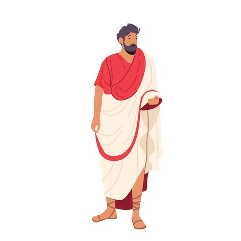 Premium Vector | Roman man in traditional clothes, ancient rome citizen male character in red ...