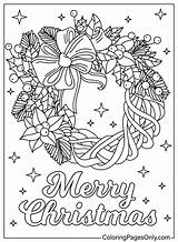 Christmas Wreath Coloring Page For Adults  Free Printable Pages sketch template