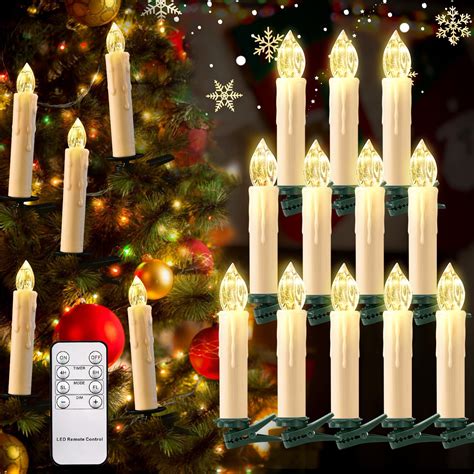 Christmas Candles with Remote Timer, 12pcs Waterproof Battery Operated ...