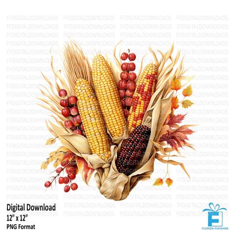 Indian Corn Clipart, Indian Corn Png, Watercolor Indian Corn, Indian Corn, Sublimation ...