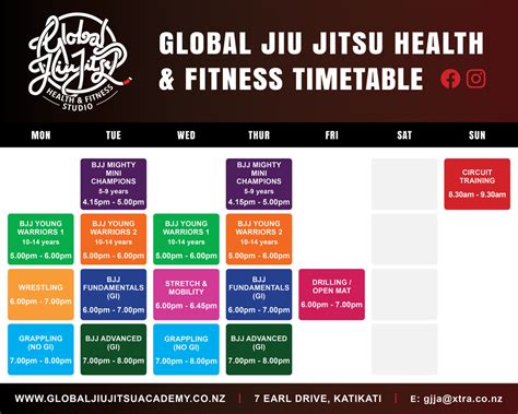 Class Schedule - GLOBAL JIU JITSU ACADEMY HEALTH & FITNESS