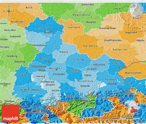 Political Shades 3D Map of Oberbayern