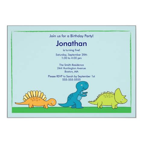 Cute Boys Dinosaur Birthday Party Invitation | Zazzle