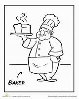 Baker Coloring Page Female Activity Sketch sketch template