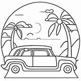 Premium Vector  Coloring Page travel By Car On summer Holiday sketch template