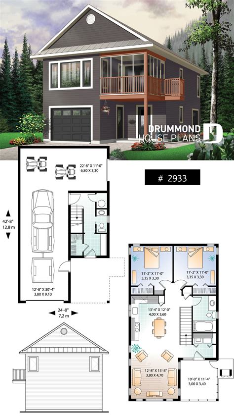 Discover the plan 2933 (The Murphy) which will please you for its 2 bedrooms and for its Cottage ...
