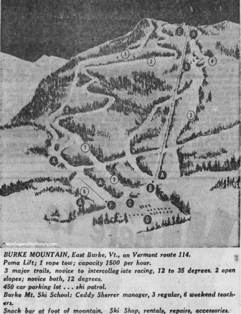 1957-58 Burke Mountain Trail Map - New England Ski Map Database - NewEnglandSkiHistory.com